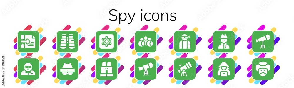 Modern Simple Set of spy Vector filled Icons