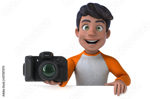 Photography Fun 3D cartoon Asian teenager .