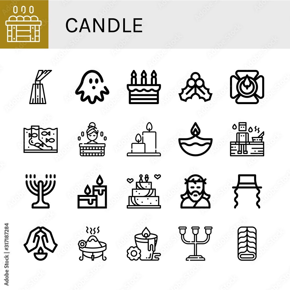 candle simple icons set