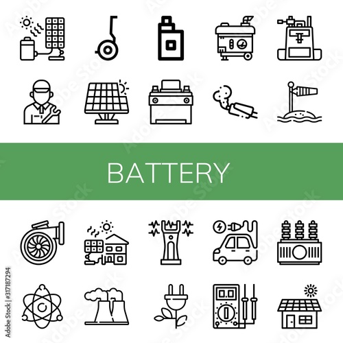 battery simple icons set
