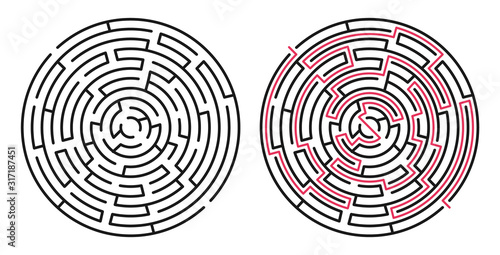 Abstract maze / labyrinth with entry and exit. Vector labyrinth 281.