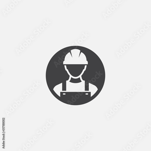 Construction Worker Icon vector Person Profile Avatar With Hard helmet and Jacket, builder man in a helmet, icon, vector illustration