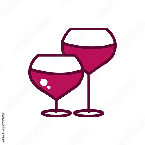 wine glasses celebration drink beverage icon line and filled