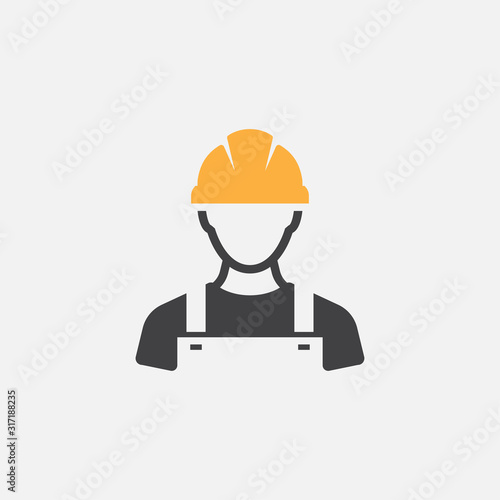 Canvas Print Construction Worker Icon vector Person Profile Avatar With Hard helmet and Jacke