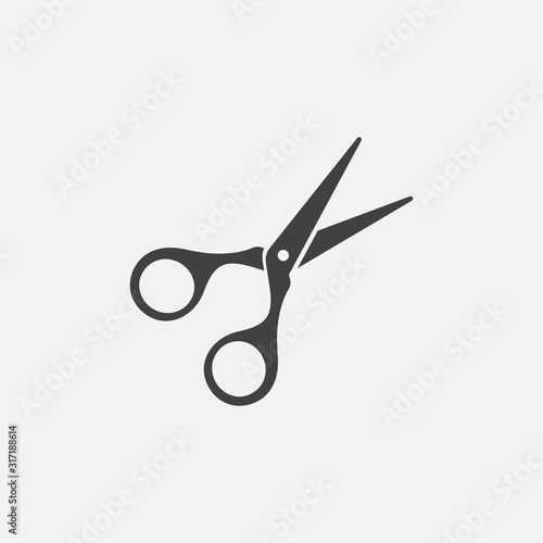 Scissor flat Icon logo design vector template, cut symbol, cutting icon