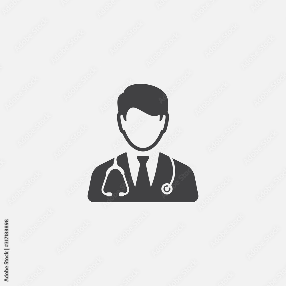 Doctor with stethoscope icon design, Physician doctor flat vector icon for apps and websites, doctor logo illustration