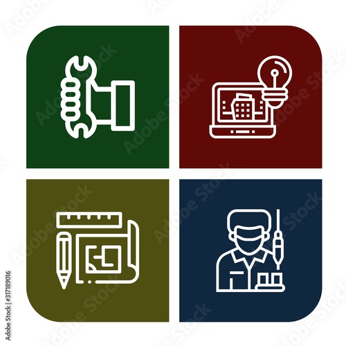 blueprint simple icons set