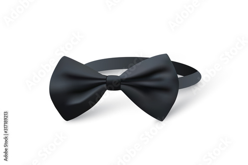 Canvas Print Realistic black elegant bow tie isolated on white