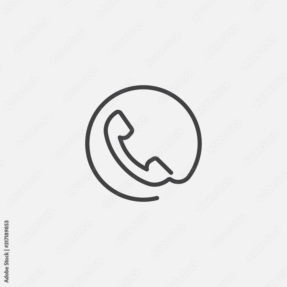 Call icon symbol linear vector, Phone contact vector icon, telephone call vector icon Call icon symbol linear vector, Phone contact vector icon, telephone call vector icon