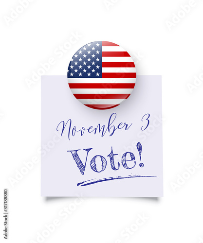 Magnet with usa flag hold reminder about vote date