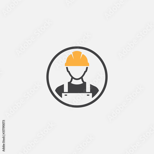Construction Worker Icon vector Person Profile Avatar With Hard helmet and Jacket, builder man in a helmet, icon, vector illustration