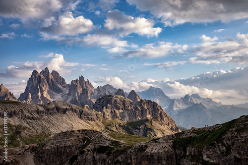 The mountains of the Cadini Group in the Dolomite Alps in South Tyrol, Italy