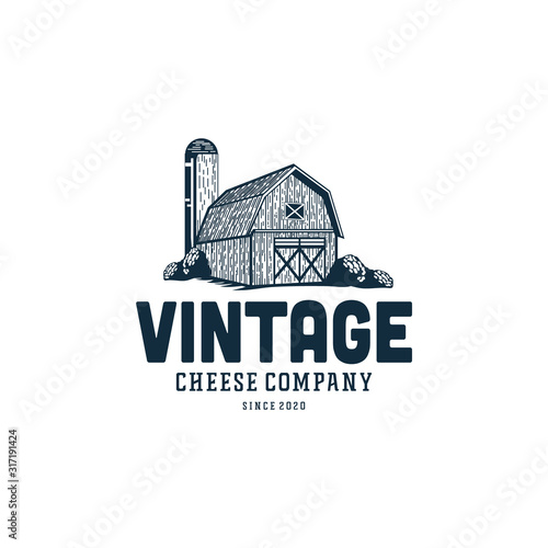 Vintage barn logo design illustration for ranch