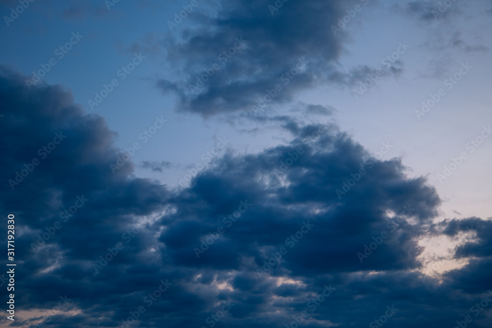 Texture. Evening blue sky. Dusk