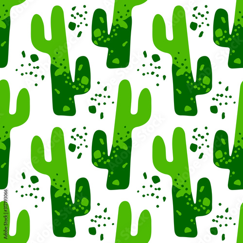 Hand drawn cacti seamless pattern