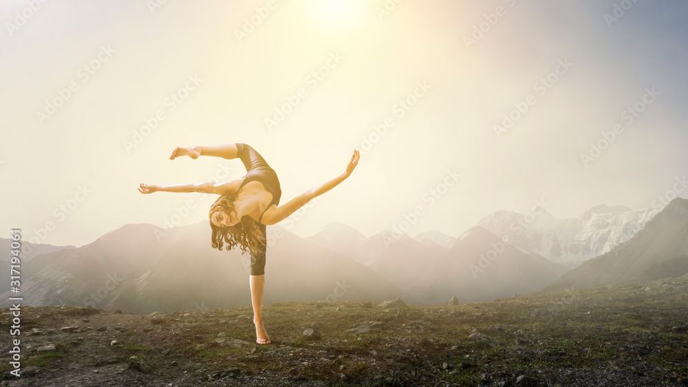 Extreme yoga practice. Mixed media