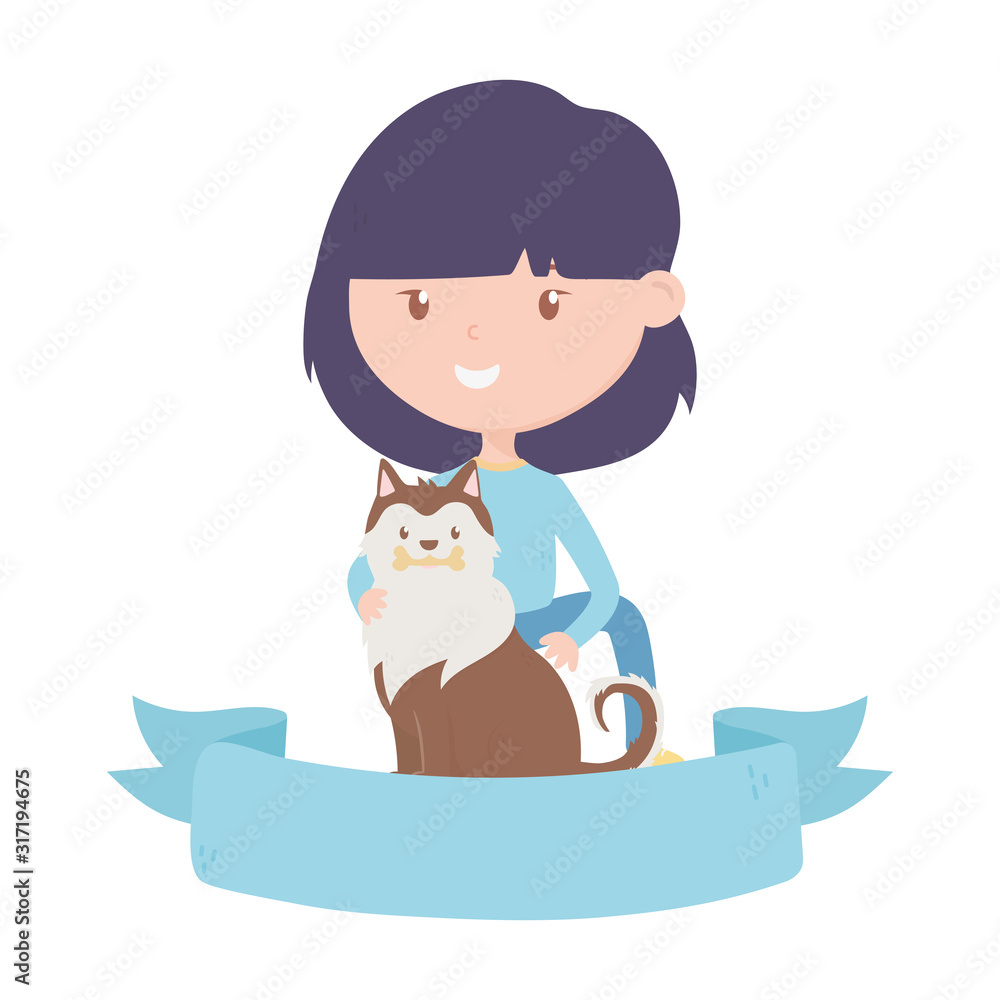 young woman with dog adoption charity and donation young woman with dog adoption charity and donation
