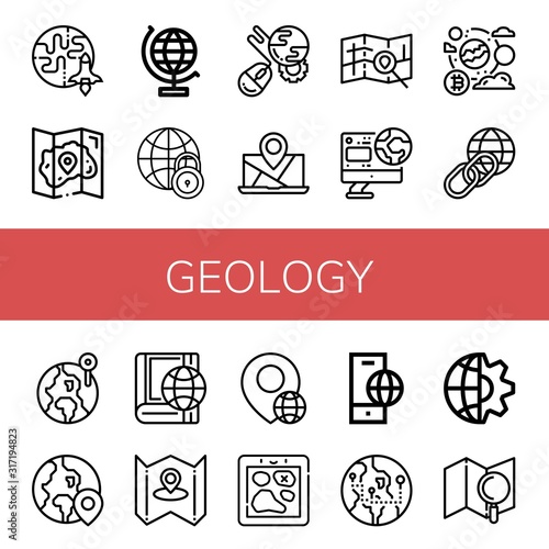 geology simple icons set