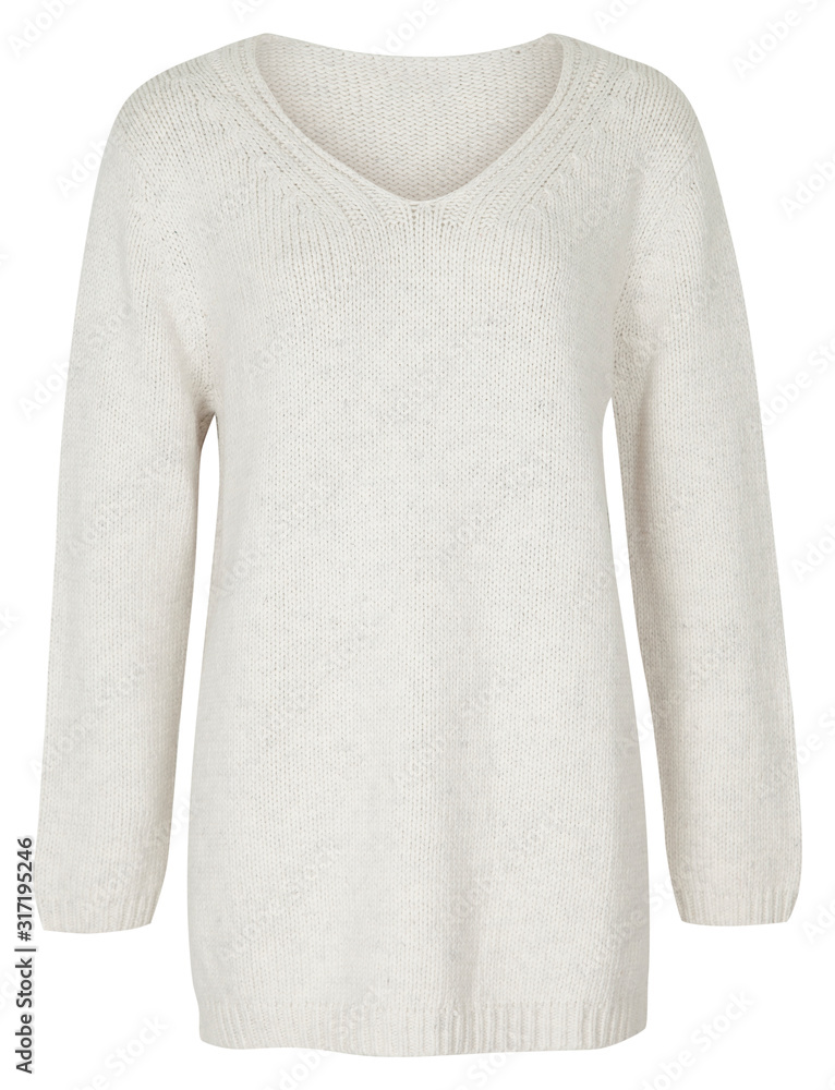 Fototapeta premium white knit sweater with white background