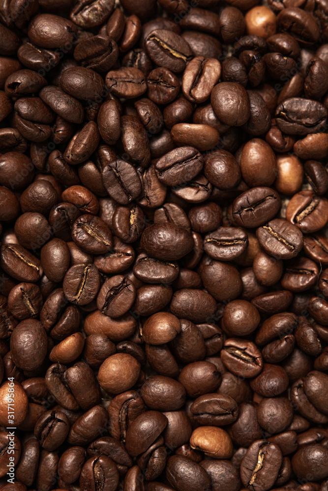The texture of roasted aromatic coffee. The texture of roasted aromatic coffee.