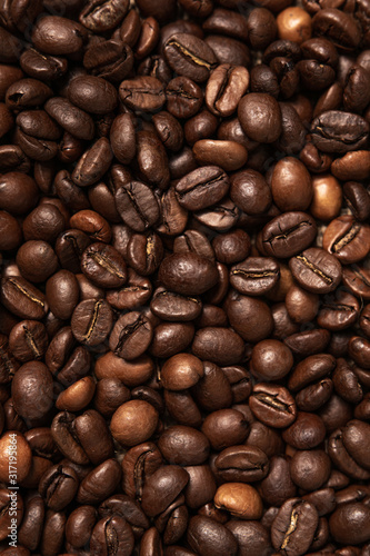 The texture of roasted aromatic coffee.