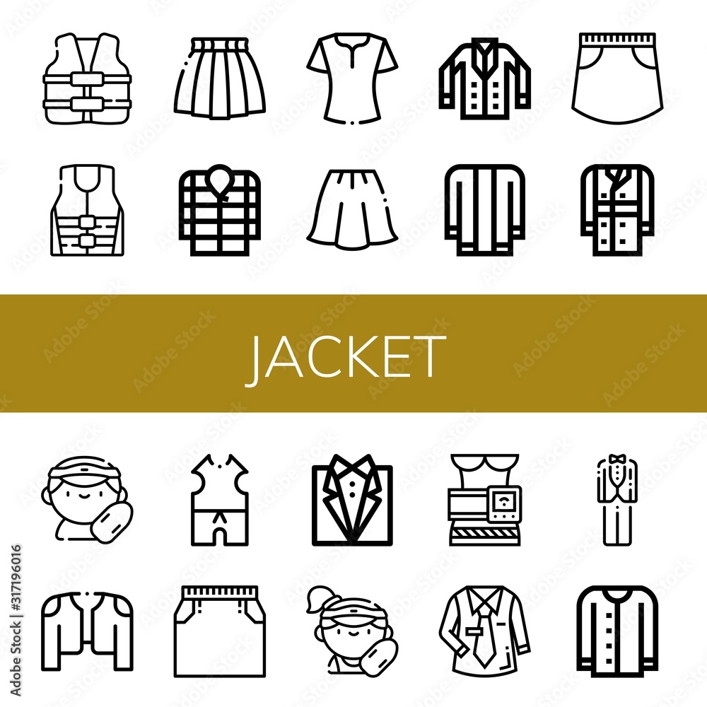 jacket simple icons set jacket simple icons set