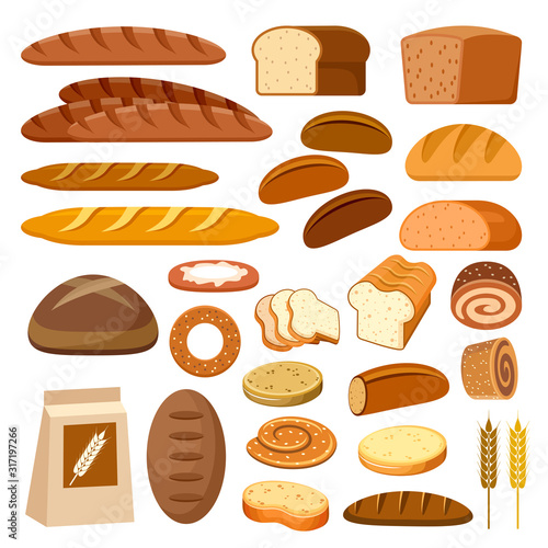 Set of bread and baguettes