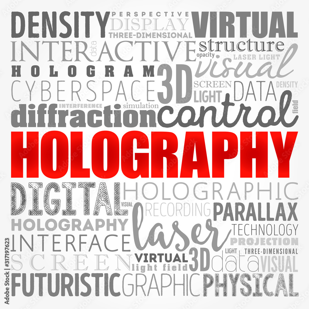 Holography word cloud collage, technology concept background