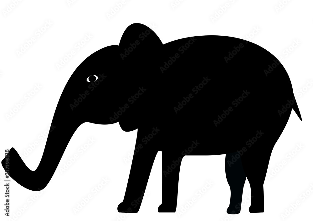 Fototapeta premium Vector elephant from Africa. Black and white illustrations for babies. Nature. Monochrome. Illustrations. Vector