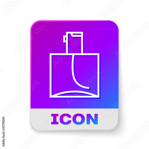 White line Perfume icon isolated on white background. Rectangle color button. Vector Illustration
