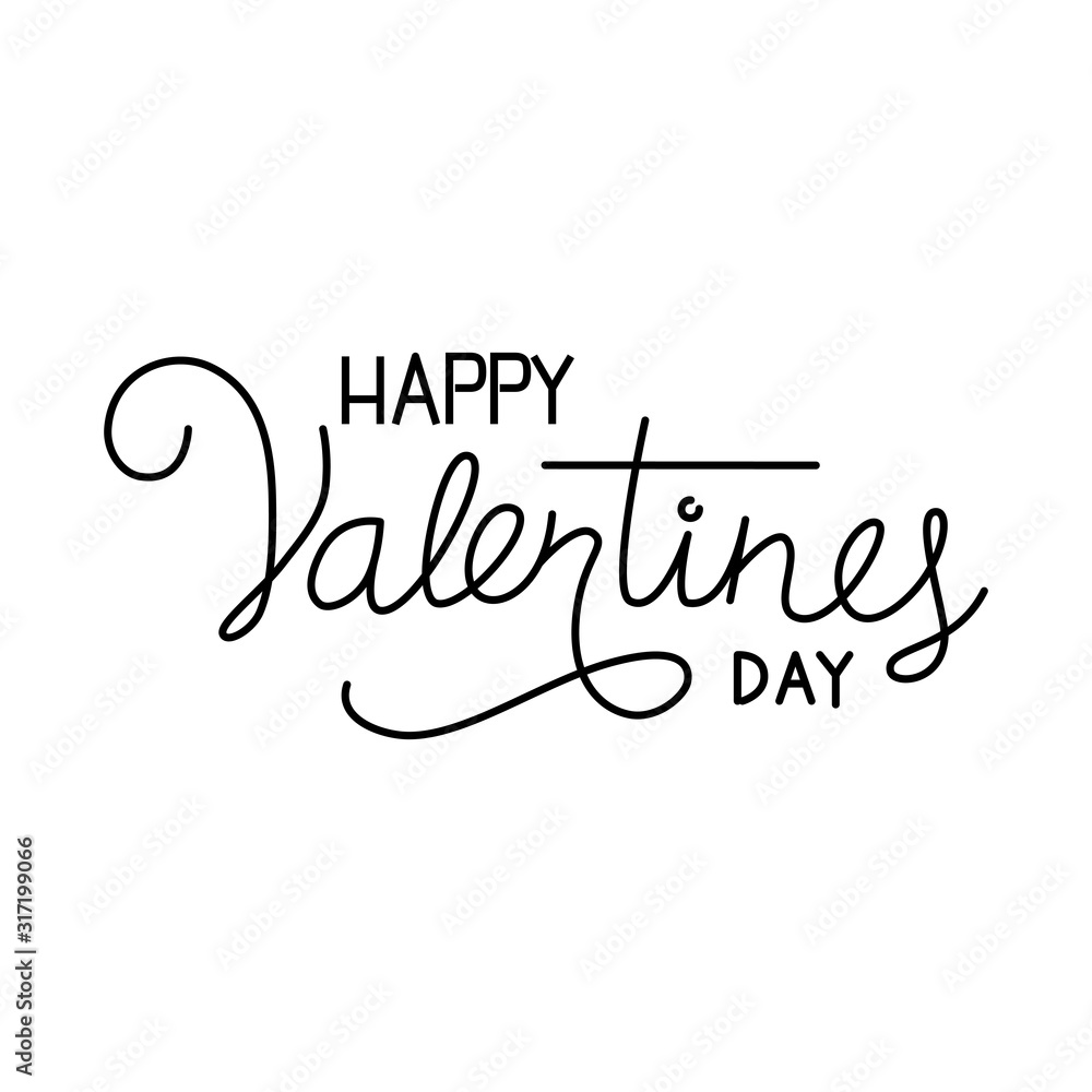 happy valentines day label on white background vector illustration design