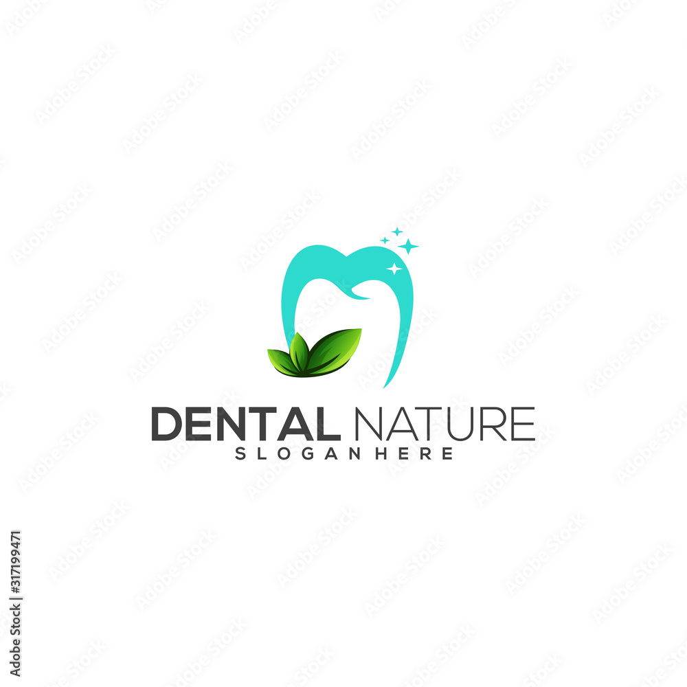 Fototapeta premium modern dental nature logo design vector