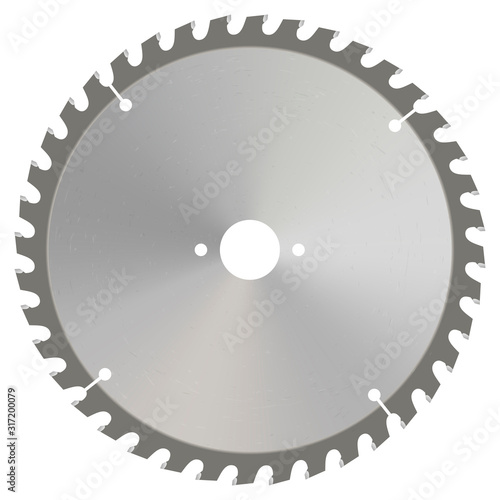 Circular saw blade. Vector illustration. Metal blade of circular saw isolated  on white.