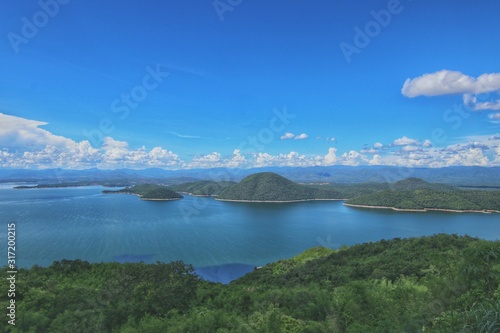 Fototapeta Naklejka Na Ścianę i Meble -  Srinagarind Dam Lake in Kanchanaburi Province, Thailand