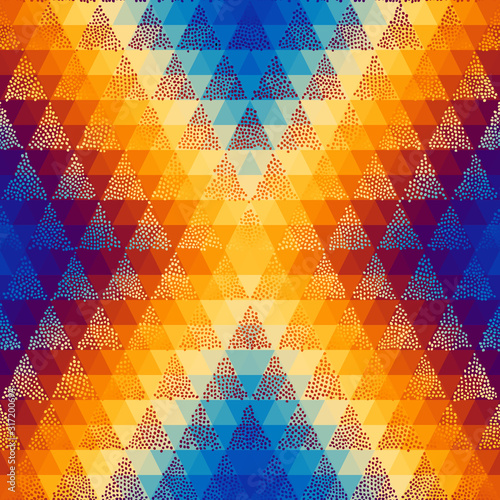 Seamless pattern of a triangles.. Aztec ornament. Vector image.