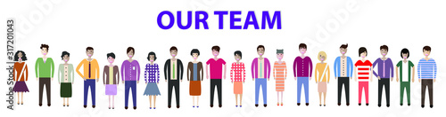 Set of full body diverse business people. Flat icons design white isolated. Vector graphic illustration. Man and woman, Different nationalities characters