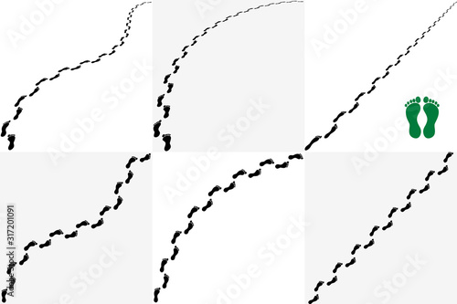 Traces of bare feet. Vector footprints on a white background