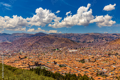 Peru. Cusco, historic city of the Inca Empire - aerial view from Sacsayhuaman