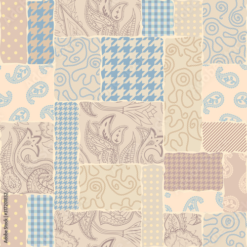 Seamless background pattern. Beige patchwork pattern. Vector image