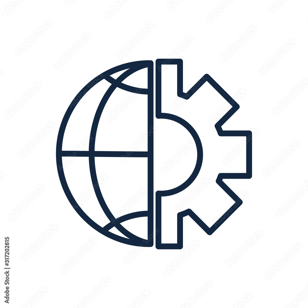 world cogwheel ecology environment icon linear world cogwheel ecology environment icon linear
