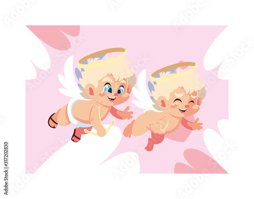 cute cupid angels , valentines day