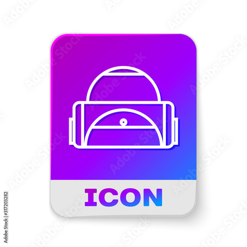 White line Sport bag icon isolated on white background. Rectangle color button. Vector Illustration