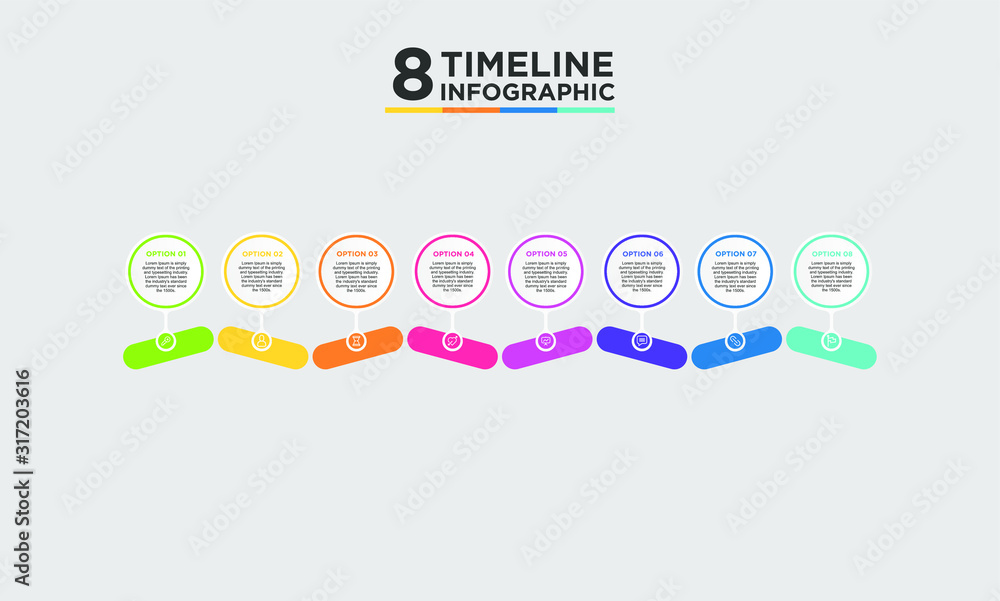 8 step timeline infographic element. Business concept with eight options and number, steps or processes. data visualization. Vector illustration. 8 step timeline infographic element. Business concept with eight options and number, steps or processes. data visualization. Vector illustration.
