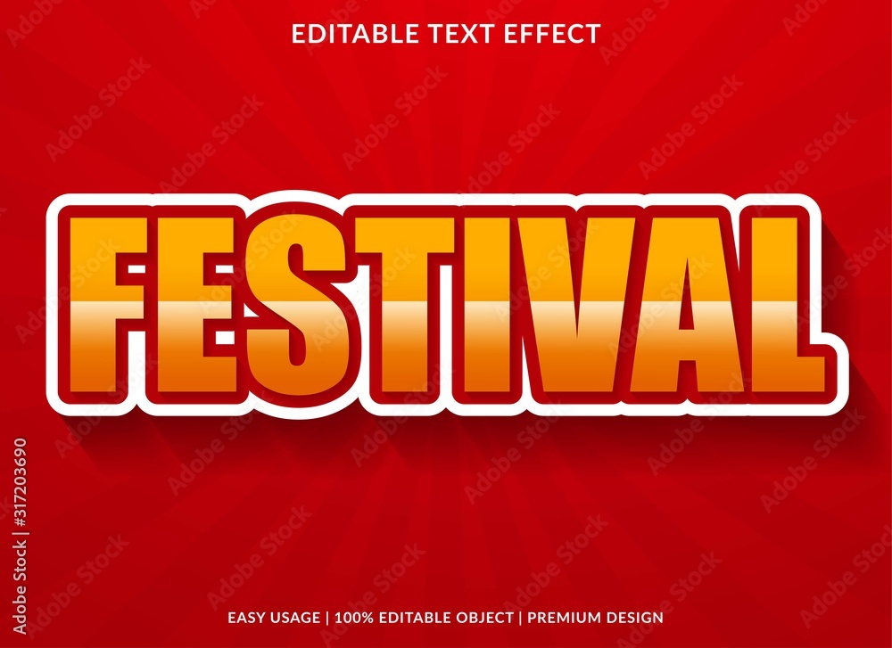 festival text effect template with 3d type style and retro concept use for brand label and logotype 