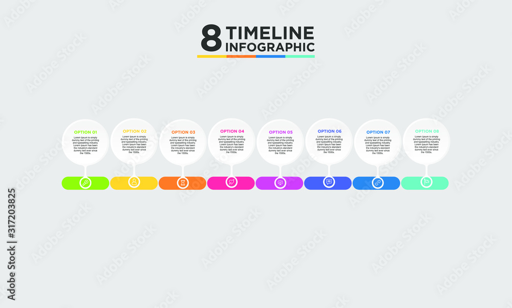 8 step timeline infographic element. Business concept with eight options and number, steps or processes. data visualization. Vector illustration. 8 step timeline infographic element. Business concept with eight options and number, steps or processes. data visualization. Vector illustration.