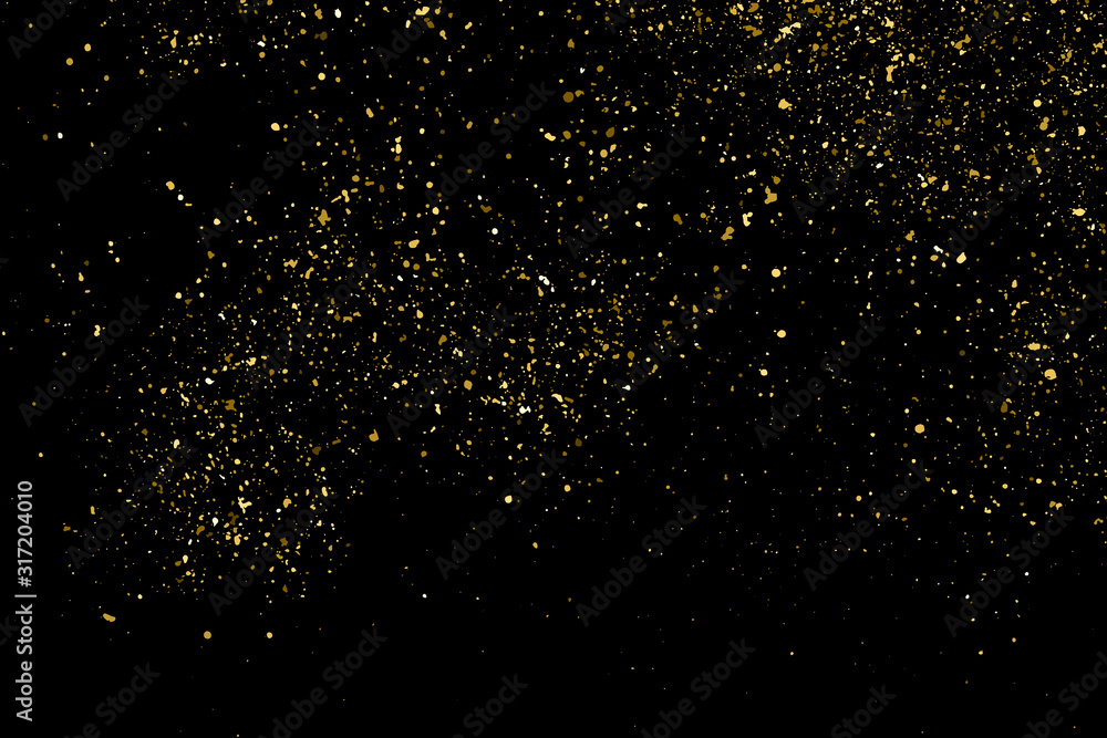 Gold Glitter Texture Isolated On Black. Amber Particles Color. Celebratory Background. Golden Explosion Of Confetti. Design Element. Digitally Generated Image. Vector Illustration, Eps 10. Gold Glitter Texture Isolated On Black. Amber Particles Color. Celebratory Background. Golden Explosion Of Confetti. Design Element. Digitally Generated Image. Vector Illustration, Eps 10.