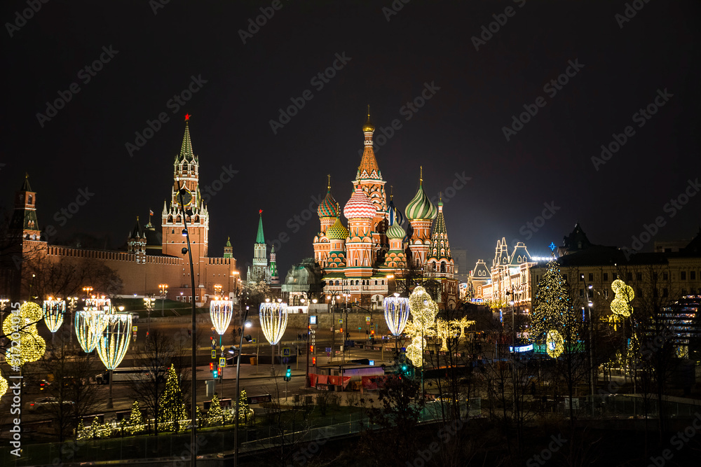 st basils cathedral at night in moscow