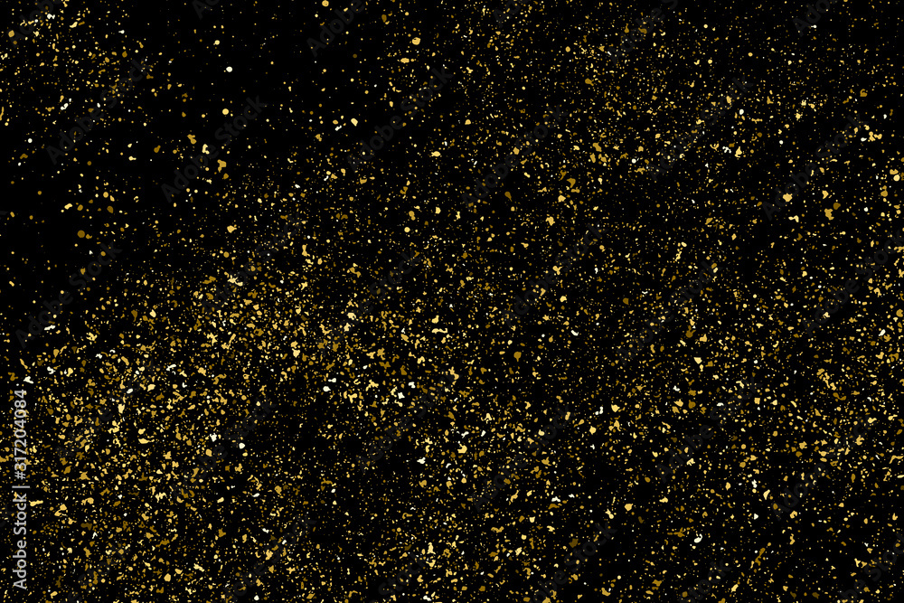 Gold Glitter Texture Isolated On Black. Amber Particles Color. Celebratory Background. Golden Explosion Of Confetti. Design Element. Digitally Generated Image. Vector Illustration, Eps 10. Gold Glitter Texture Isolated On Black. Amber Particles Color. Celebratory Background. Golden Explosion Of Confetti. Design Element. Digitally Generated Image. Vector Illustration, Eps 10.