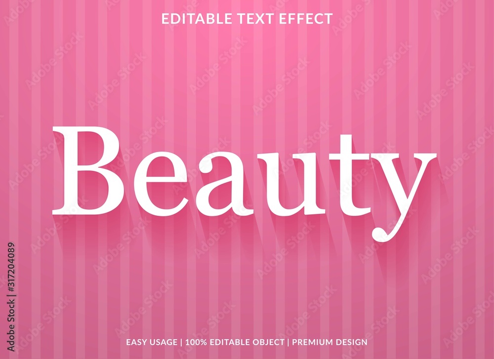 beauty text effect template with minimalist type style and feminine text concept use for brand label and logotype 