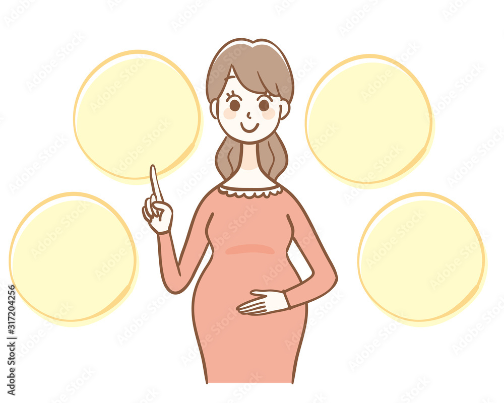 Illustration of a pregnant woman and copy space